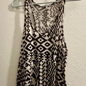 Charlotte Russe Black and Cream Patterned Tank Top